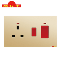 Interruptor de Cocina DP de 45A con Enchufe de 13A e Indicador de Neón, Interruptores Eléctricos de Pared de Alta Corriente para Cocina Residencial