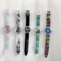 Montre transparente à motif africain avec impression personnalisée, avec visage et bandeau, montre super clone