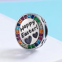 Bracelet breloque joyeux saint-pâques, perles de couleur argent 925, pour bricolage, bracelet de mode