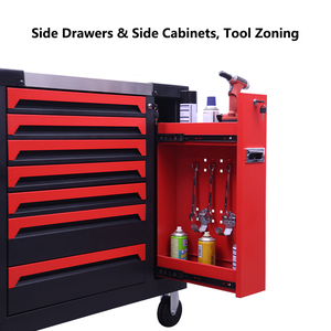 <span class=keywords><strong>ตู้</strong></span>เก็บเครื่องมือแบบมีล้อเลื่อน 7 ลิ้นชัก พร้อมตู้ข้าง ระบบป้องกันการล้ม และพื้นผิวสแตนเลส สำหรับโรงรถหรือห้องทำงาน - Product Image 2