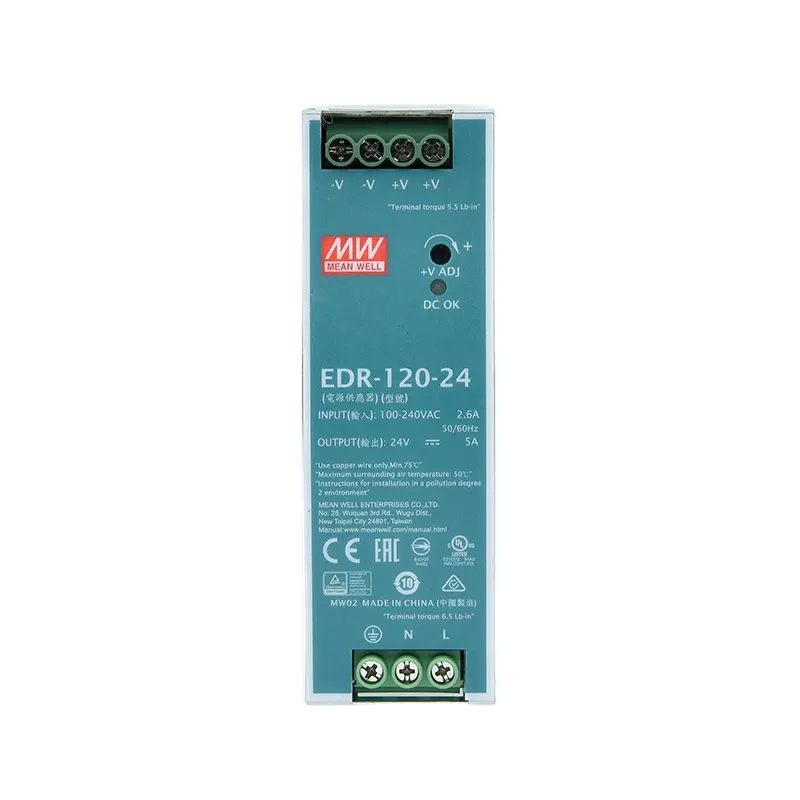 MeanWell EDR-120-24 12V 24V 48V DIN ray 10A güç kaynağı endüstriyel kontrol sistemi anahtarlama güç kaynağı