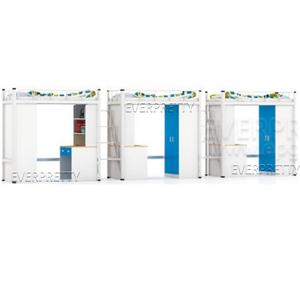 Meubles de dortoir universitaire, ensemble de lit Loft Triple en métal avec grands escaliers - Product Image 5