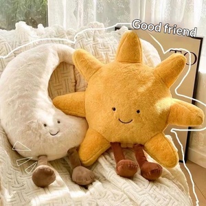 Peluche Soleil et <span class=keywords><strong>Lune</strong></span>, adorable poupée, coussin de lit, en polyester et coton PP, pour bébés de 0 à 24 mois, cadeau unisexe - Product Image 1