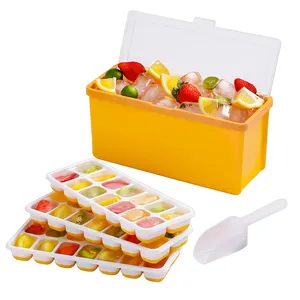 Лидер продаж Haixin, силиконовый пластиковый поднос для льда, 3 упаковки, поднос для льда с контейнером и ложкой