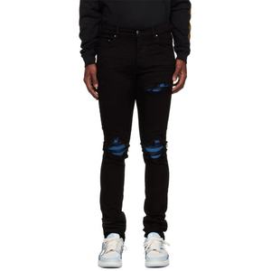 กางเกงยีนส์ผู้ชายแบบใหม่ ยีนส์เดนิมยืดได้ แต่งขาดแบบดิสเทรส พร้อมซับในแบบริบบิ้นทั่วตัว - Product Image 2