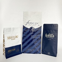 Bolsa de embalaje de plástico reciclable, bolsa de café de diseño impreso personalizado de pie plano inferior, venta al por mayor