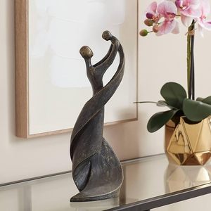 Decorazione rame bambino e mamma che ballano sculture in bronzo figura statua a grandezza naturale - Product Image 1