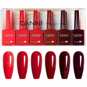 CANNI Nuevo Set de Regalo de Esmalte de <span class=keywords><strong>Uñas</strong></span> <span class=keywords><strong>en</strong></span> Gel UV Libre de Hema de 9ml, Lote de 6 Piezas con Base/Top/Top Mate/Primer/Deshidratador - Product Image 1