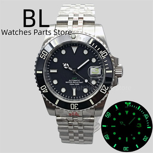 BLIGER 40MM <span class=keywords><strong>Diver</strong></span> orologio da uomo NH35 movimento verde data luminosa nero/verde lunetta in ceramica con cinturino in acciaio spazzolato in vetro zaffiro - Product Image 3