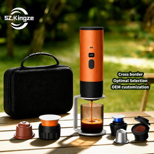 Cafetera Portátil 3 en 1 Kingze OEM, Cafetera Eléctrica de <span class=keywords><strong>Cápsulas</strong></span> con 15 Bares de Presión <span class=keywords><strong>para</strong></span> Viajes en Auto - Product Image 1