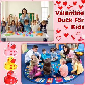 Customizable Pictures Rubber Valentine's Day Duck <b>Pink</b> Heart Squeeze-Sounding Dabbling Toy for Babies 0-24 Months Party <b>Gift</b> - Product Image 3
