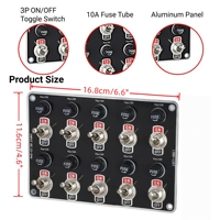 Panneau de commutation à 10 interrupteurs à bascule avec fusible 10A, interrupteur à bascule robuste SPST 3 broches 12V-24V ON/OFF pour bateau, camping-car, voiture, camion