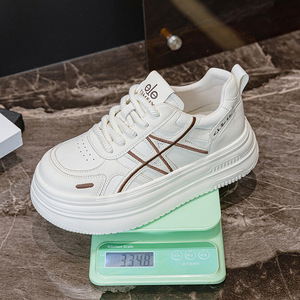 Baskets décontractées d'hiver pour femmes 2026, légères, à talon haut, à dents rondes, en toile respirante, blanc pastel - Product Image 3