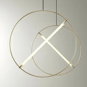 Minimalist Post-modern Creative Chandelier Restaurant Clothing Store Circular Hanging Lamps Geometry Cafe Bedside Pendant Light