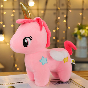 Peluche Unicorno Kawaii con Corna Dorate, Simpatico Cavallo Volante Pegaso con <span class=keywords><strong>Ali</strong></span>, Morbido Pupazzo Animale Rosa Blu per Regalo Ragazze - Product Image 4
