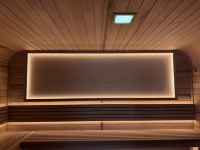 Ruang Sauna Luar Ruangan Elektrik Uap Basah Bentuk Persegi dengan Trim Hitam Desain Modern Konstruksi Kayu Cedar Merah Solid Berkualitas Tinggi Harga Terjangkau