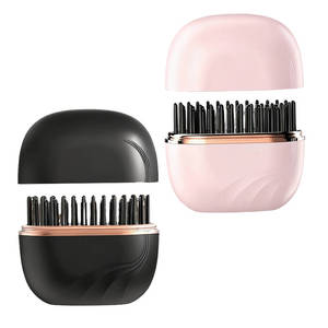 Pettine Lisciante Portatile a Riscaldamento Rapido per Viaggi, Mini Spazzola Elettrica Senza Fili per Acconciature con Custodia - Product Image 1