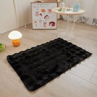 Tapis en fourrure de lapin, taille personnalisée, OEM, dos antidérapant, doux, pour chambre à coucher, salon