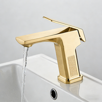 Nouvelle arrivée : Robinet de lavabo de salle de bain en alliage de zinc, finition dorée, mitigeur monocommande pour lavabo.