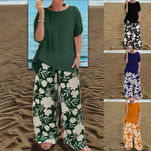 Nouvel ensemble décontracté deux pièces à manches courtes pour femme grande taille, imprimé léopard, respirant, été 2026 - Product Image 2