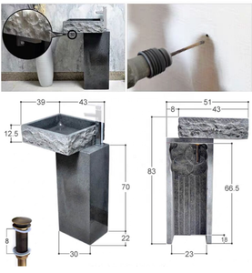 <span class=keywords><strong>Bassin</strong></span> en pierre orné de granit noir naturel, <span class=keywords><strong>d</strong></span>écoration de salle de bain en <span class=keywords><strong>extérieur</strong></span> - Product Image 2