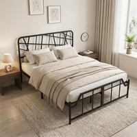 Cadre de lit en métal moderne, lit king size, style plateforme, mobilier robuste pour chambre à coucher, appartement, école