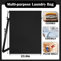 Sac à linge en toile de coton avec cordon de serrage, poignées renforcées, sac à linge pour charges lourdes, vêtements sales