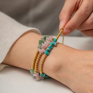 Bracelet en pierre naturelle plaqué or 18 carats, bracelet en acier inoxydable, ne se décolore pas, bijoux pour femmes - Product Image 2