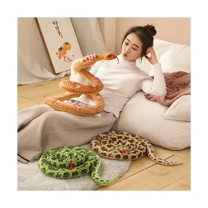 OEM Simulated Plush Toy Short Plush Realistic long Green Brown Snake Home Decoration Toy Doll Can be Given As a Gift to Friends