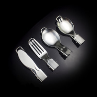 Ensembles de Couverts Design Pliable en Acier Inoxydable Pliable Couteau Fourchette Cuillère pour Voyager