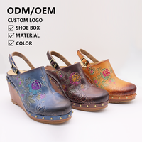 Mode Nouveau Designer Dames Bout Rond Chunky Talon Sandales En Cuir De Vache Rétro Rivet En Plein Air Confortable Plate-Forme Wedge Chaussures Femmes
