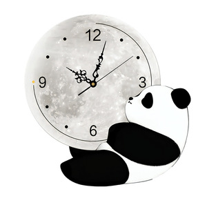 Muestra gratis creativo lindo Panda Reloj de pared silencioso habitación de niños nórdicos Simple reloj de dibujos animados Reloj de pared para sala de estar - Product Image 5