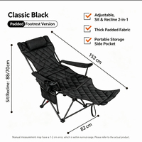 Chaise inclinable portable à 4 positions avec accoudoirs pliants et porte-gobelet, idéale pour le camping, les pique-niques, les patios et les jardins.