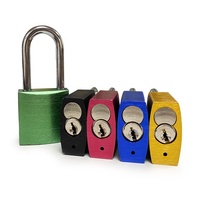 Cadenas de sécurité antivol en alliage d'aluminium anodisé coloré, avec anse chromée et cylindre en laiton nickelé, à clé, pour usage industriel