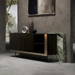 Phòng ăn đồ nội thất bằng gỗ thép không gỉ Tự chọn Bảng tủ hiện đại sang trọng bằng đá cẩm thạch ăn uống tủ