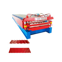 Machine de formage à rouleaux automatique à grande vitesse à double couche pour la production combinée de panneaux de toiture trapézoïdaux ondulés