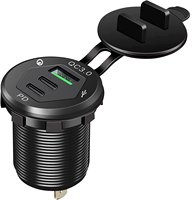 Prise de chargeur de voiture USB C 12V avec deux ports PD 18W et charge rapide QC 3.0, montage encastré en aluminium pour voiture, bateau, camping-car, marine