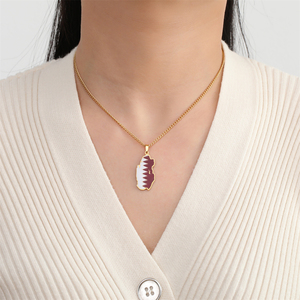 Collar con Colgante de Bandera Esmaltada de Acero Inoxidable, Chapado en Oro de 18K, Estilo <span class=keywords><strong>Qatar</strong></span>í, Venta al Por Mayor - Product Image 2