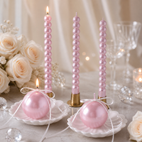 Arovi - Ensemble de bougies de luxe en perles pour la décoration de table de mariage, bougie en forme de perle avec plateau en coquillage pour les cadeaux de mariage