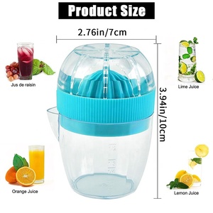 Exprimidor Manual de Frutas con Recipiente, Exprimidor de Cítricos de Plástico, Operado a Mano, Azul - Product Image 4