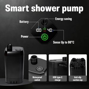 Douche extérieure portable 6000mAh Pompe de douche de camp rechargeable avec chauffe-eau à immersion Seau pliable 6.6 Gal 4 modes de pulvérisation - Product Image 2