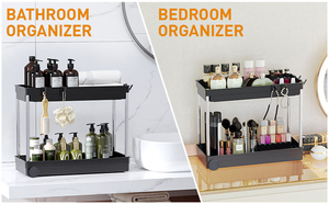 ชั้นวางของ 2 ชั้นแบบมีล้อ สำหรับจัดเก็บอุปกรณ์ครัว ห้องน้ำ ห้องอาบน้ำ ใต้ซิงค์ พร้อมลิ้นชักเก็บของ - Product Image 6