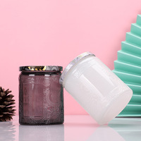 Produits promotionnels Bricolage personnalisé Décoratif 250ml Récipient en verre multicolore Tasses à bougies Bocaux en verre rond