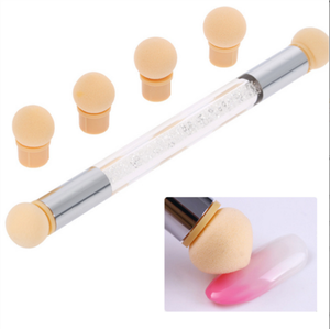 Lot de 4 stylos à double embout pour nail art, manche diamant blanc, pinceau éponge fin 0.03 pour peinture gel et manucure - Product Image 3