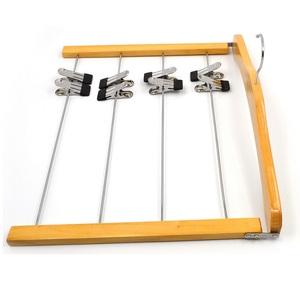 LM4805C Space Saving Wooden <strong>Multi</strong> Pants Tier <strong>Hangers</strong> 4 Layers Metal and Wood Clip Pants <strong>Hanger</strong> - Product Image 4