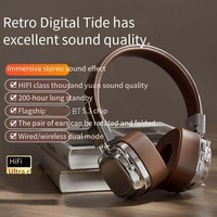 Nouveau Casque Sans Fil Rétro Américain de Haute Qualité 2026, Style Ins, Bluetooth 5.3, Écouteurs à Basses Puissantes, Réduction de Bruit ANC, Aide Auditive Aviation