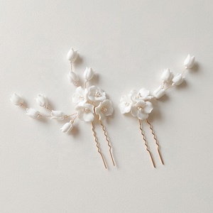 Ensemble d'épingles à <span class=keywords><strong>cheveux</strong></span> en céramique faites à la main pour femmes, accessoires <span class=keywords><strong>de</strong></span> coiffure pour <span class=keywords><strong>mariage</strong></span>, printemps, été - Product Image 5