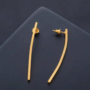 Pendientes de botón de latón chapado en oro hechos a mano por Soumya Creation, geométricos, unisex, modernos, para fiestas, joyería de moda. - Product Image 3