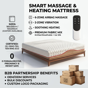 <span class=keywords><strong>Surmatelas</strong></span> de luxe à 3 sections avec 6 zones de massage par airbag et chauffage, en tissu soie glacée, tapis de massage vibrant pour le mal de dos - Product Image 2