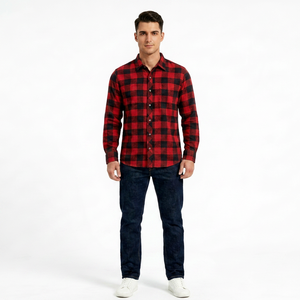 Men's Casual Plaid <b>Shirt</b> Long Sleeve Button Up Check Pattern Woven Flannel <b>Shirt</b> for Outdoor Activities - Product Image 1